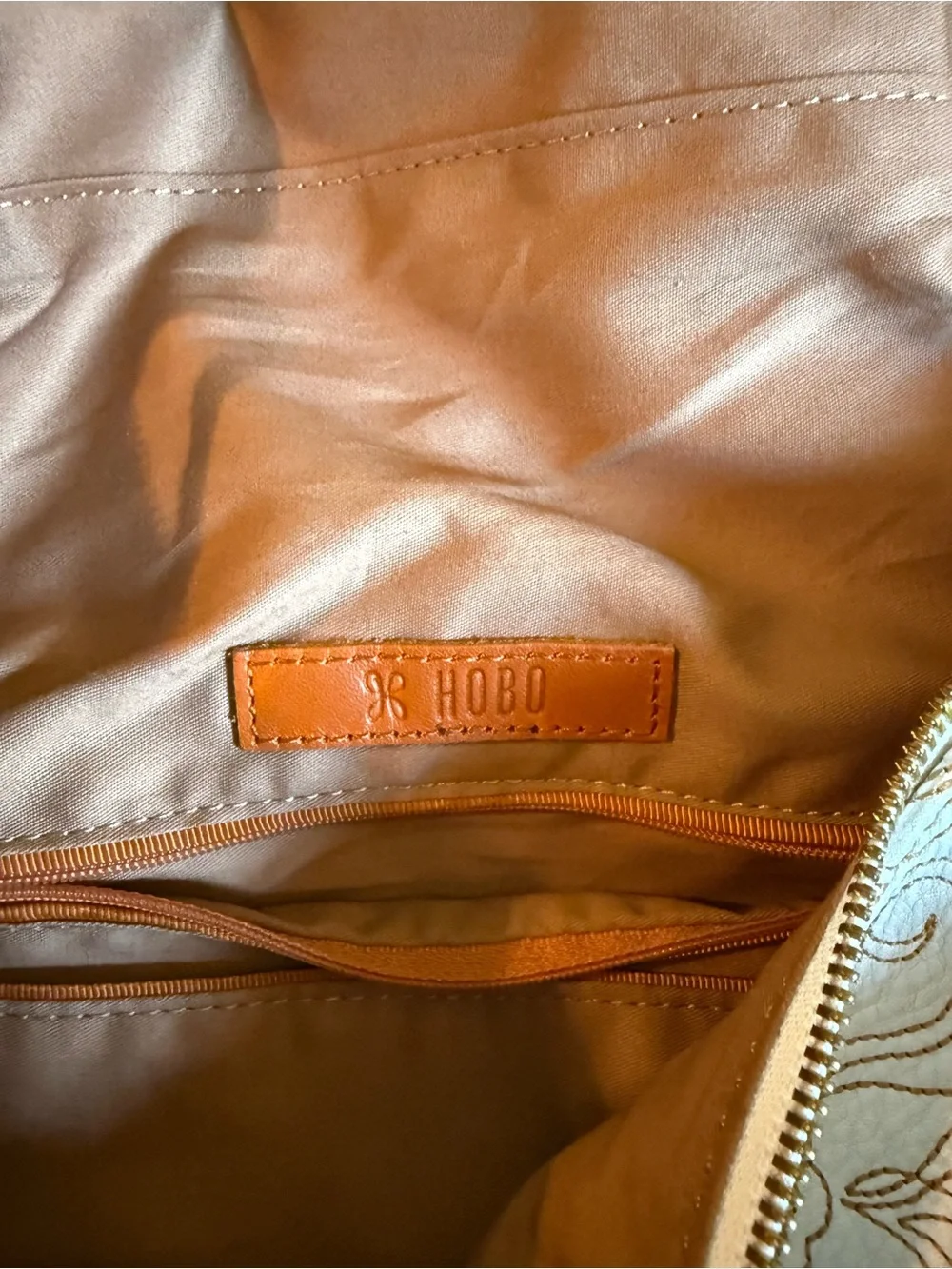 Hobo Embroidered Floral Leather Backpack - Cream
